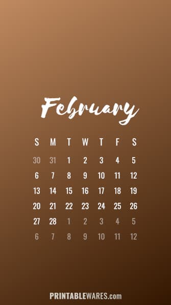 Brown Calendar Wallpaper for iPhone and Android