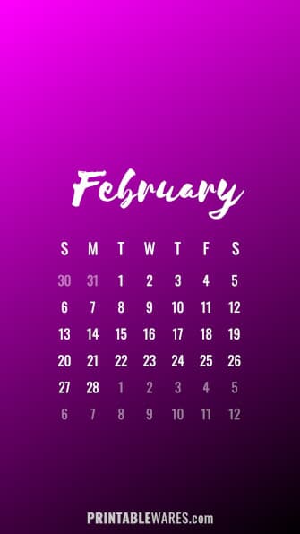 Hot Pink Calendar HD February 2022