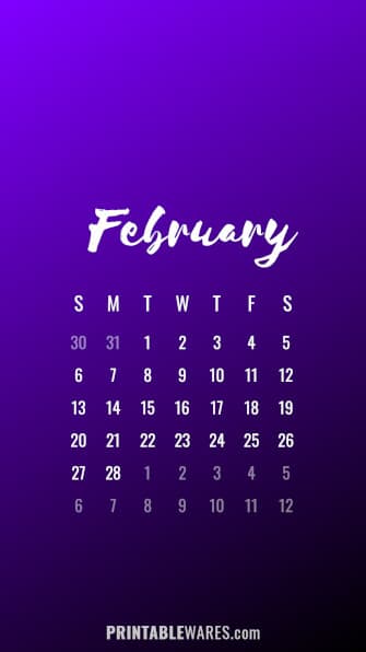 Beautiful Purple HD Calendar