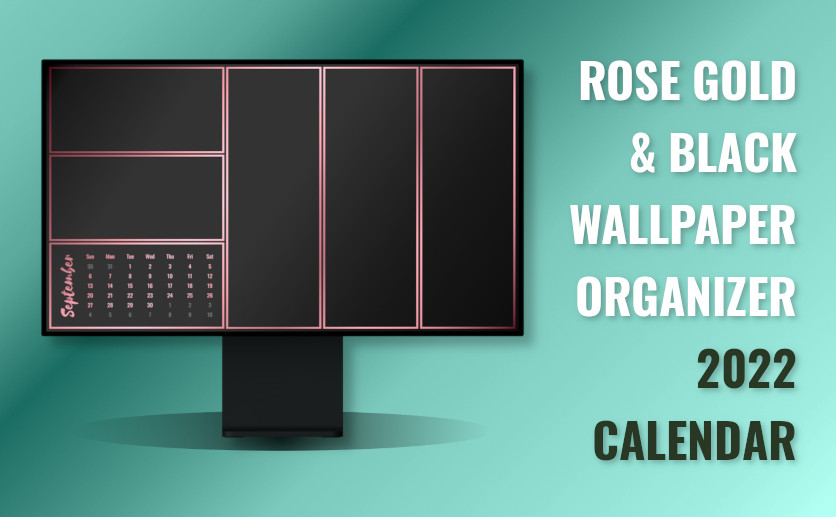 Cute Desktop Organizer Wallpaper: Black & Rose Gold