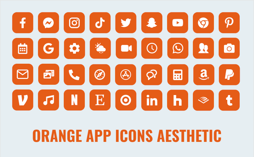 Orange App Icons Aesthetic