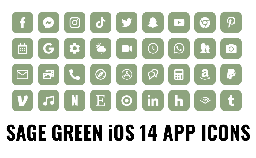 Sage Green Aesthetic iOS 14 Icons Pack