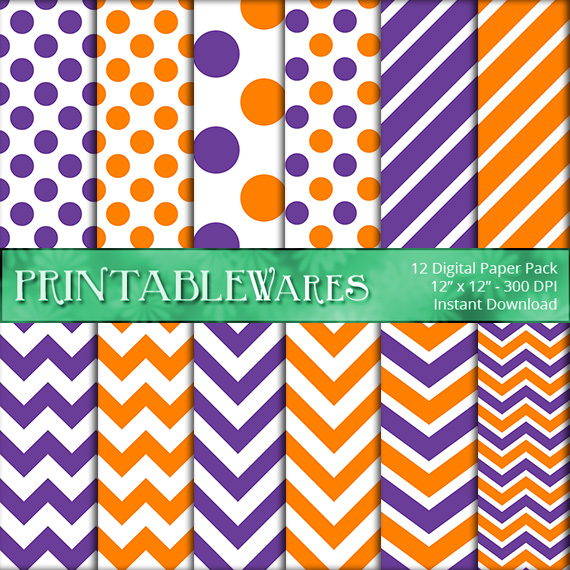 Geometric Orange and Purple Background Patterns