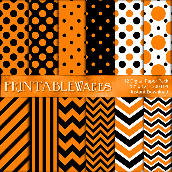 Orange and Black Geometric Patterns - Halloween Design