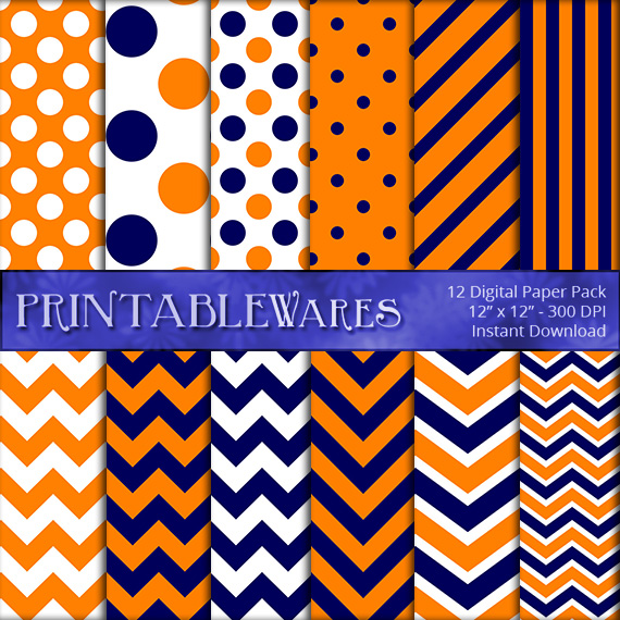 Orange and Navy Blue Backgrounds - Geometric Patterns