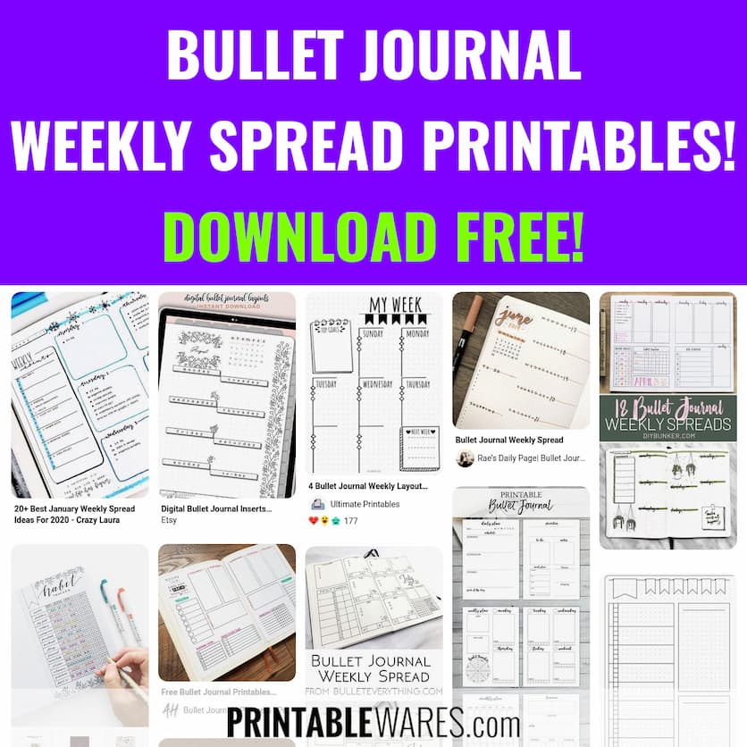 Bullet Journal Weekly Spread Printable 2022