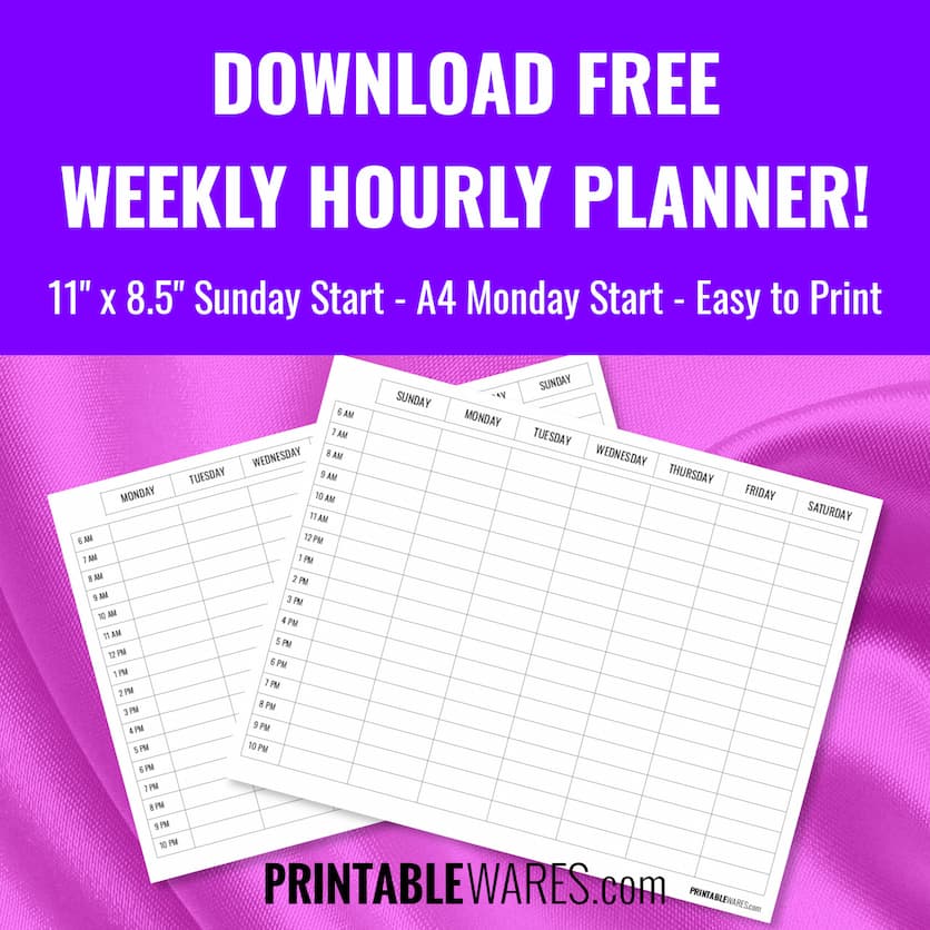 Minimalist Weekly Hourly Planner PDF - Balck and White 2022