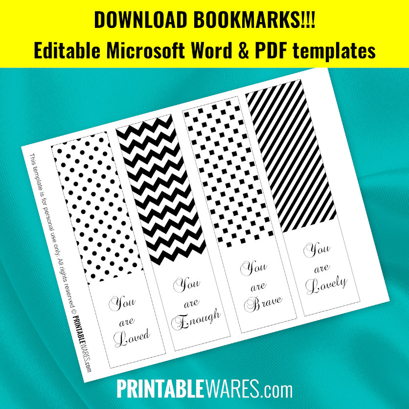 Free Printable Black and White Bookmarks with Inspirational Quotes PDF