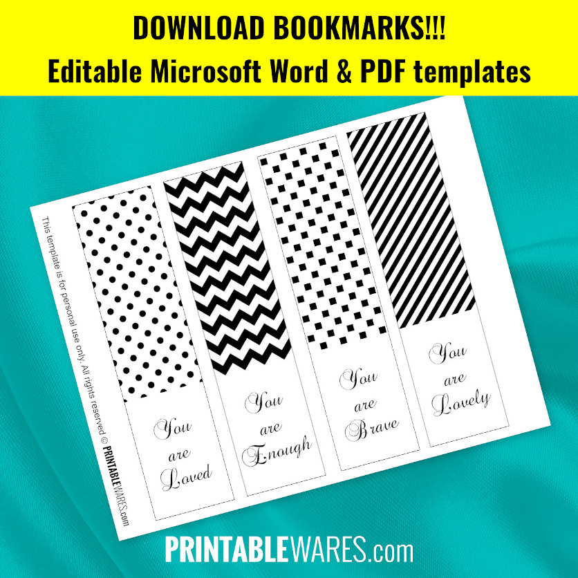 Printable Black And White Bookmarks: Inspirational Quotes Free