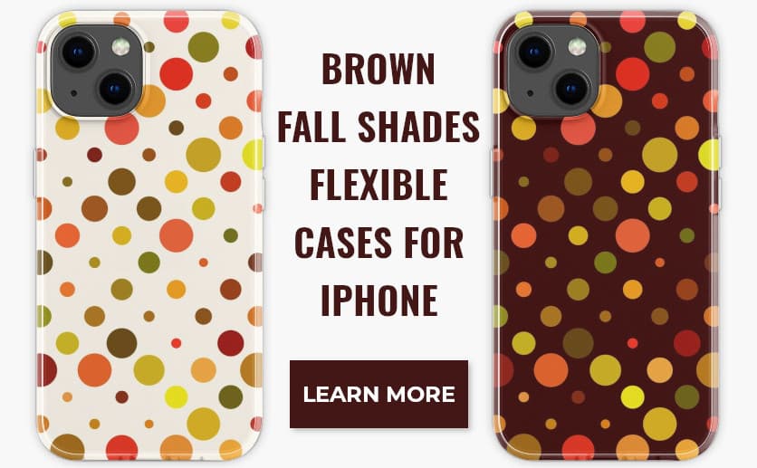 Aesthetic Brown Fall Colors iPhone cases with Polka Dot Pattern.