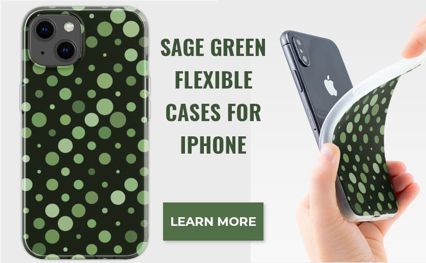 Sage green aesthetic flexible iPhone cases.